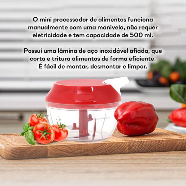 Imagem de Processador Manual 3 Lâminas Com Dispenser Cor Vermelho