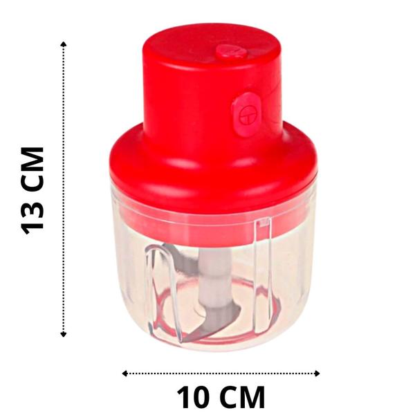 Imagem de Processador Mini Triturador De Alimentos Alho Cebola Vegetais Carne Elétrico Recarregável 250ml Cabo USB