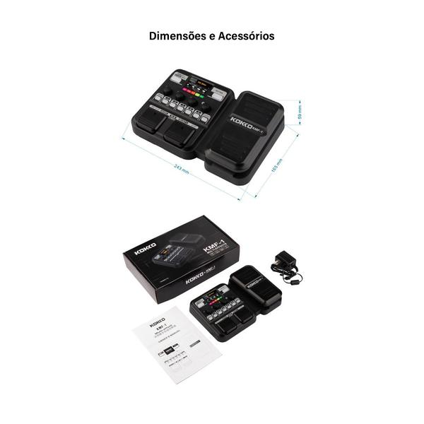 Imagem de Processador Multiefeitos Para Guitarra Com Pedal De Expressão, Modelagem De Amplificadores, Looper, Seção De Ritmo e Afinador K-okko DC 9V