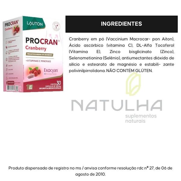 Imagem de Procran Cranberry + Vitamina E, C, Selênio E Zinco 30 Doses