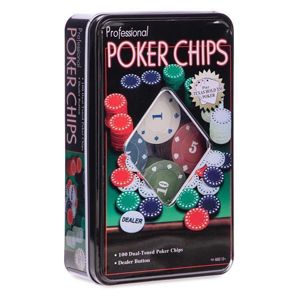 Imagem de Professional Poker Chips Em Lata 100 Fichas + Ficha Dealer