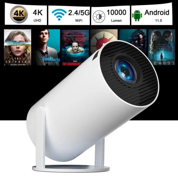 Imagem de Projetor 1080P Branco Portátil Wifi Bivolt Suporta 4K