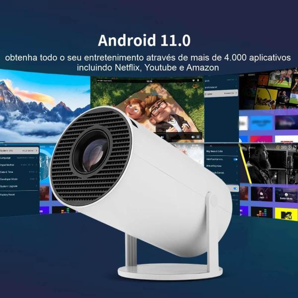 Imagem de Projetor 4K Hd 1080P Android 11 Smart Tv Portátil Via Wifi