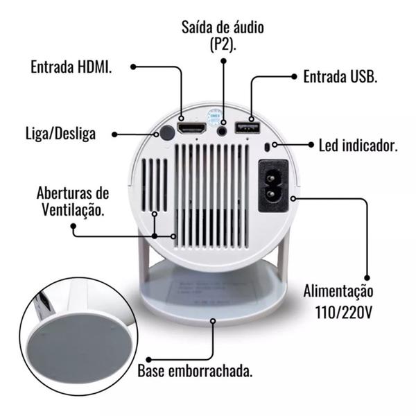 Imagem de Projetor 4K HD Hy300 Com Som Wifi  Bluetooth 100/220 Original Com Android 11.0