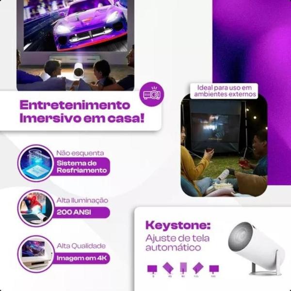 Imagem de Projetor Android 4K Led Portátil Smart Wifi Bluetooth Cinema