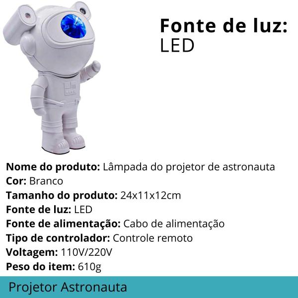 Imagem de Projetor Astronauta Galáxia Infantil Abajur LED