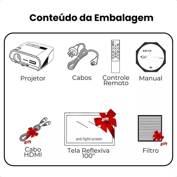 Imagem de Projetor Caiwei A10R 15000 Lumens Com Android Espelhamento Bluetooth Wifi