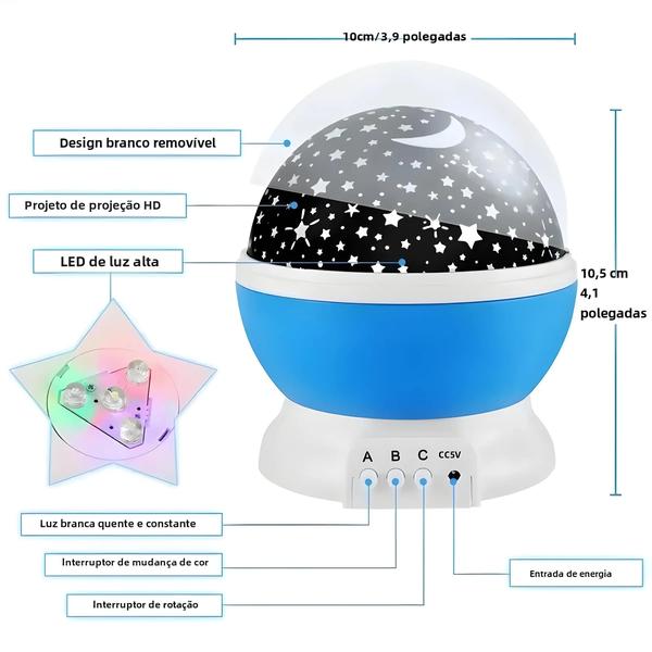 Imagem de Projetor de Estrelas Galáxia para Quarto Infantil - Luz Noturna LED Rotativa