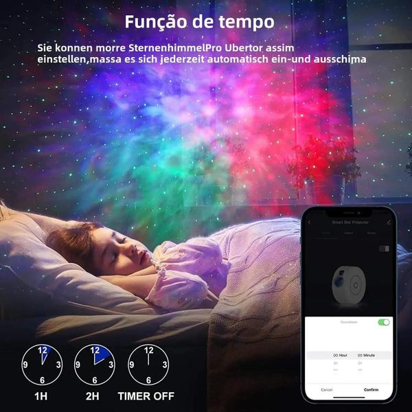 Imagem de Projetor de Estrelas WiFi Inteligente com Alexa - Controle via App Tuya - Luz Noturna Galaxy Aurora LED para Crianças