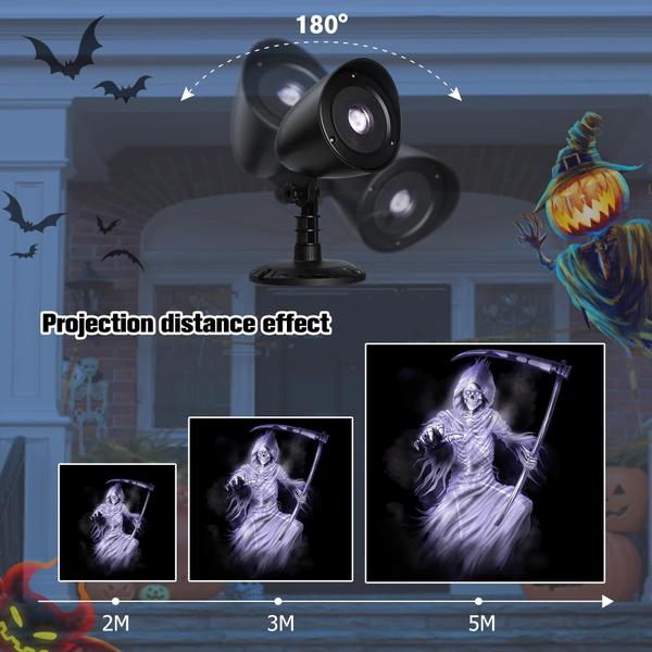 Imagem de Projetor de Halloween Lights Zeiliuled 3D Dynamic White Reaper