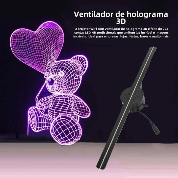 Imagem de Projetor de Holograma 3D Wi-Fi de 16,5 Polegadas - 2000x224 LEDs para Publicidade