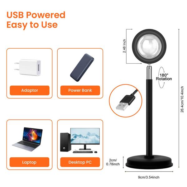 Imagem de Projetor de lâmpada Sunset Tsrarey Sunset Light com controle remoto