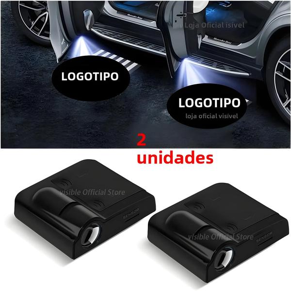 Imagem de Projetor de Porta de Carro Universal com Luzes LED - 2 Peças - Sem Fio