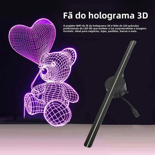 Imagem de Projetor de Ventilador de Holograma 3D WiFi 16,5" - 2000x224 LEDs - 100-240V