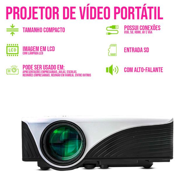 Imagem de Projetor de Vídeo Portátil Mini HD 1200 Lúmens Filmes FUll