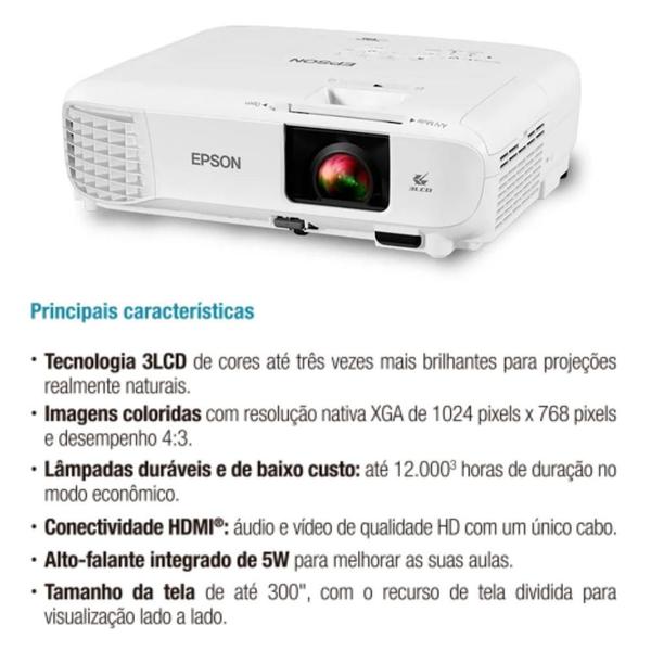 Imagem de Projetor Epson Powerlite E20 3400 Lumens 3lcd Xga Hdmi