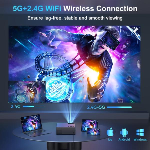 Imagem de Projetor FUDONI 5G WiFi Bluetooth 1080P 18000lm 4K 300"