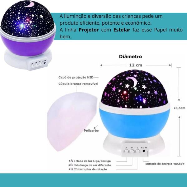 Imagem de Projetor Galaxy Infantil Premium Mesa Estrelas Giratório