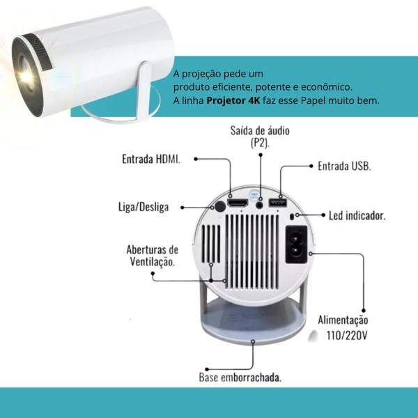 Imagem de Projetor Hy300pro-4k Hd Wifi- Mini Projetor Portátil brilho ajustável portátil