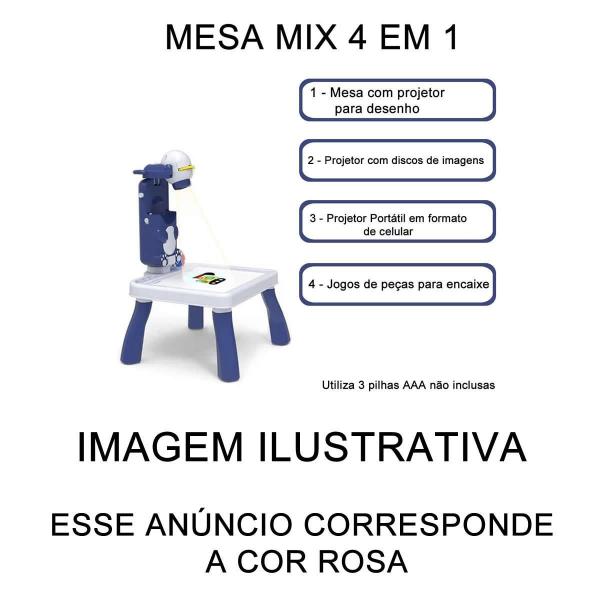 Imagem de Projetor Infantil Mesa 4 Em 1 Mesinha Lousa Mágica Rosa