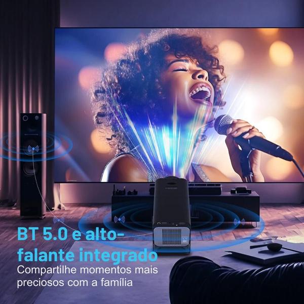 Imagem de Projetor Inteligente 150'' polegadas Suporte 4K ajuste automático Wifi Bluetooth Android iOs, Full HD 