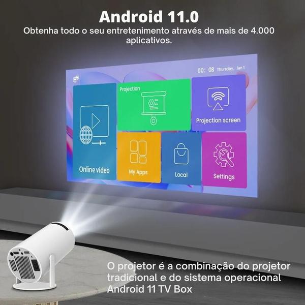 Imagem de Projetor Inteligente 4K Portátil 2024 - Auto Ajustável, WiFi, Bluetooth, 130'' Full HD para Android e iOS