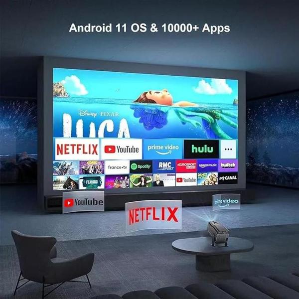 Imagem de Projetor Inteligente 4K Portátil 2024 - Wi-Fi, Bluetooth, Auto Ajustável, Tela de 150'' - Compatível com Android e iOS