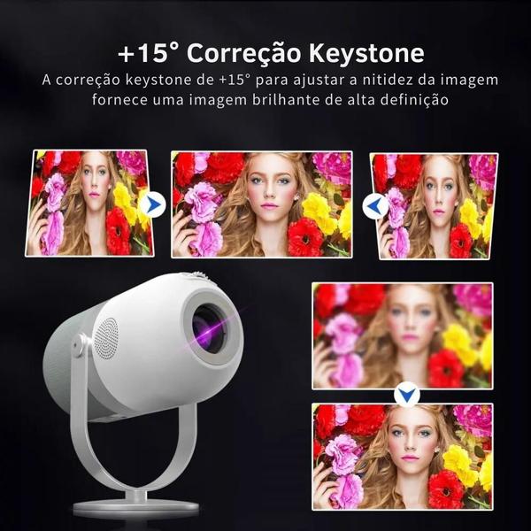 Imagem de Projetor Inteligente R1 2024 4K Full HD 150” Android 11, Wi-Fi 5G, Bluetooth 5.1  Auto Ajustável iOS