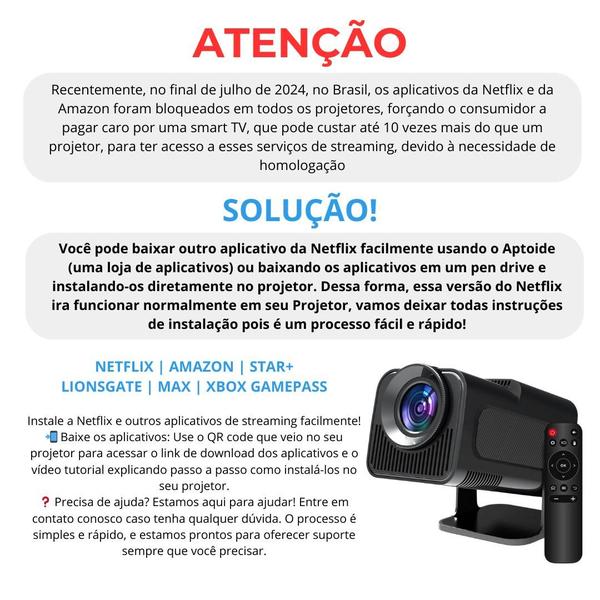 Imagem de Projetor Inteligente Smart 4K Lançamento 2024 Hy320 Portátil auto ajustável, foco automático Wifi Bluetooth, 150'' polegadas, Android iOs, Full HD 