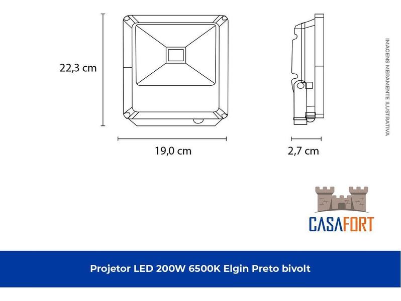 Imagem de Projetor Led 200W Elgin 6500K Branco Frio Bivolt Monofásico