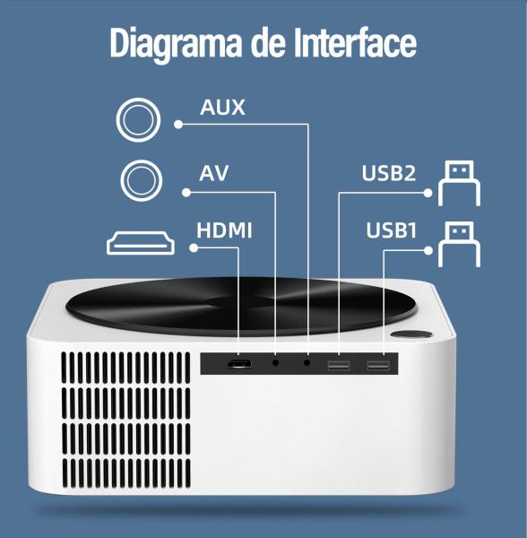 Imagem de Projetor LED Portátil Full HD 1920x1080 Wi-Fi Bluetooth 4K 12000 Lúmens Vedo