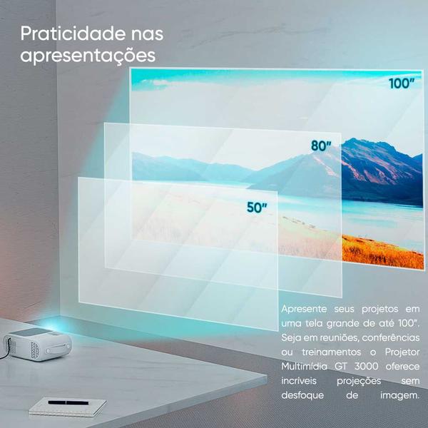 Imagem de Projetor Multimídia Portátil Goldentec 3000 Lumens HD com HDMI, USB e AV