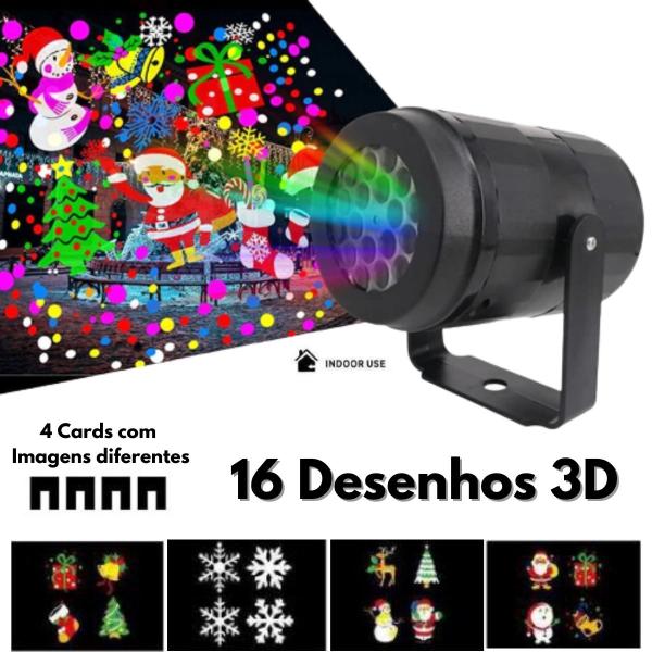 Imagem de Projetor Natalino 16 Desenhos 3D Led Laser Holográfico Decoração Casa Apartamento Loja