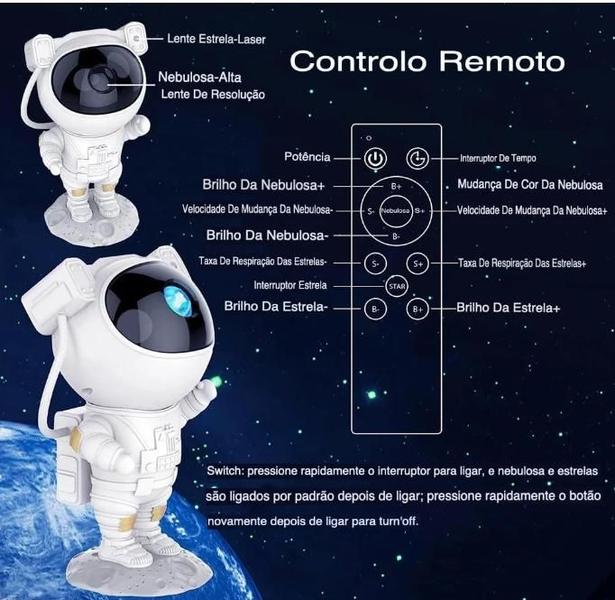 Imagem de Projetor Nebulosa Astronauta  Luzes e Som Bluetooth