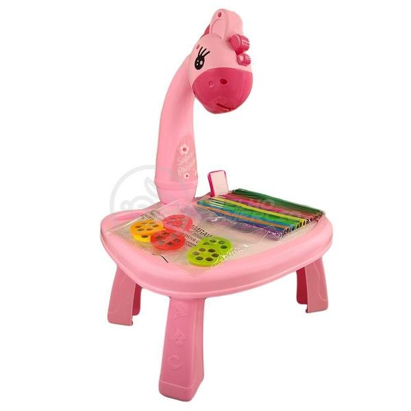 Imagem de Projetor Para Desenho Infantil Mesa Pintura De Projeção Magica Brinquedos Aprendizagem Girafa Rosa