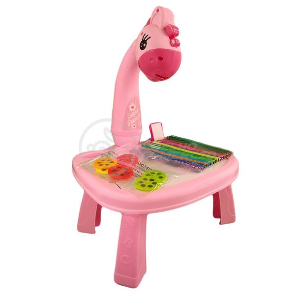 Imagem de Projetor para Desenho Infantil Mesa Pintura De Projeção Magica Brinquedos Aprendizagem Girafa Rosa