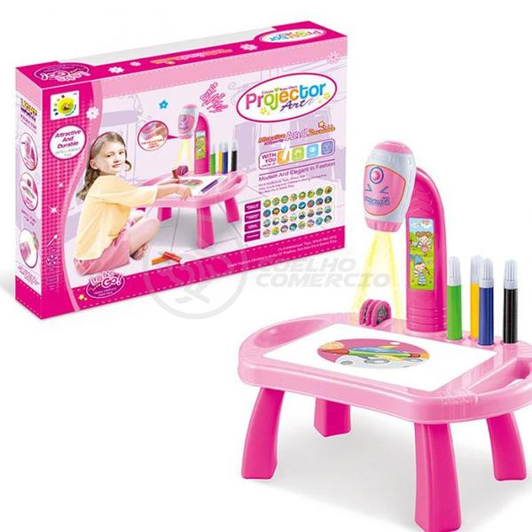 Imagem de Projetor para Desenho Infantil Mesa Pintura De Projeção Magica Brinquedos Aprendizagem Robo Rosa