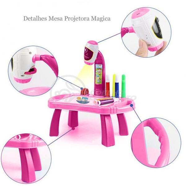 Imagem de Projetor Para Desenho Infantil Mesa Pintura Robo Rosa