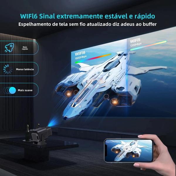 Imagem de Projetor Portátil 720p Android 11 4k Magcubic Hy320 300ansi Wifi6 Bt5.0 Cinema Ao Ar Livre Giratório