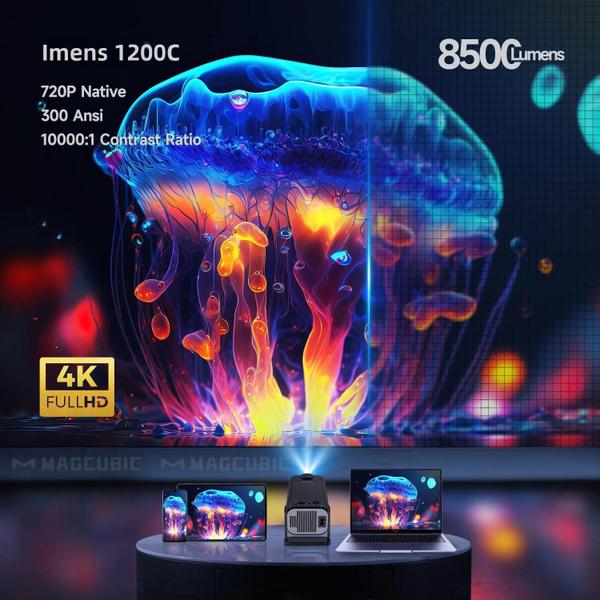 Projetor Portátil Magcubic Hy320 - 720p, Android 11, 4K, Wi-Fi 6, Bluetooth 5.0, 300 ANSI Lumens Imagem de Projetor Portátil Magcubic Hy320 - 720p, Android 11, 4K, Wi-Fi 6, Bluetooth 5.0, 300 ANSI Lumens