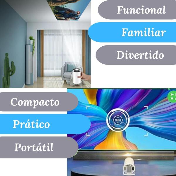 Imagem de Projetor Pro Smart Hd 1080P Android 11 Tv Portátil Via Wifi