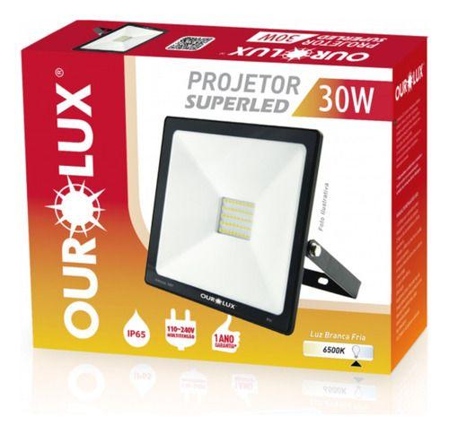 Imagem de Projetor Refletor Led 30w 6500k Bivolt Preto 3263 Ourolux