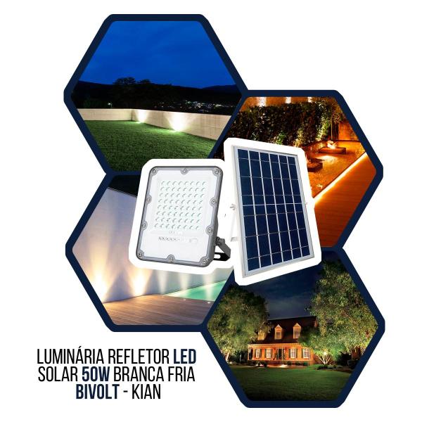 Imagem de Projetor Refletor Led Solar 50w 6500k Branca Fria