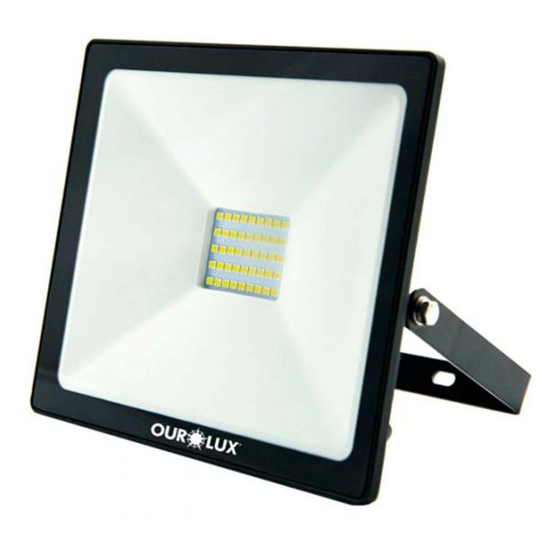 Imagem de Projetor Refletor Super Led Slim 30w Preto Frio 6500k Ourolux Bivolt