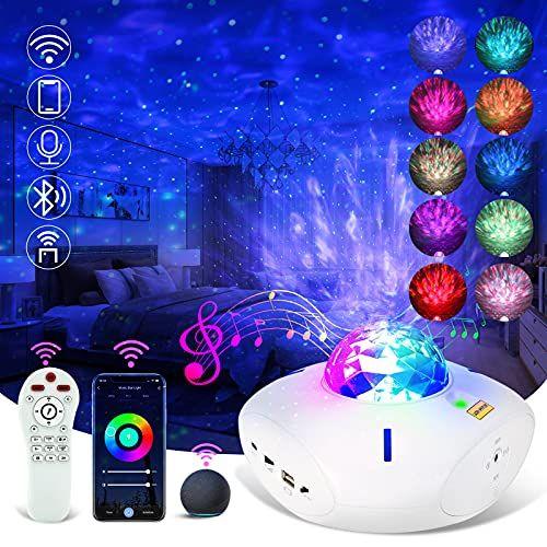 Imagem de Projetor Star Galaxy Night Light Smart WIFI Music Star Light Funciona com Alexa Google Voice, APP e controle remoto, alto-falante Bluetooth USB Projetor Galaxy, projetor de luz branca para presente de quarto