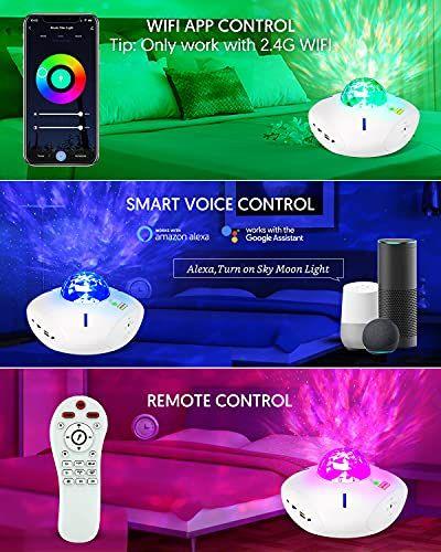 Imagem de Projetor Star Galaxy Night Light Smart WIFI Music Star Light Funciona com Alexa Google Voice, APP e controle remoto, alto-falante Bluetooth USB Projetor Galaxy, projetor de luz branca para presente de quarto