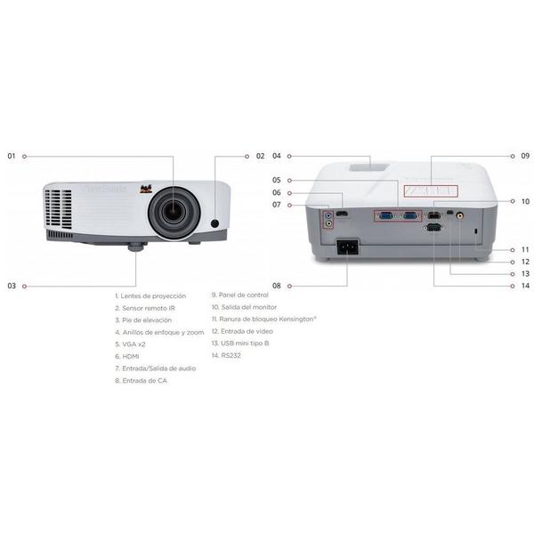 Imagem de Projetor Viewsonic PA503S 3600 Lumens HDMI/VGA/Miniusb-B Bivolt Branco