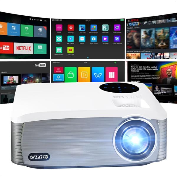 Imagem de Projetor Wzatco C6A 7000 Lumens Com Android 9 Espelhamento Bluetooth Wifi