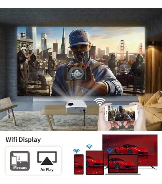 Imagem de Projetor Wzatco C6A 7000 Lumens Com Android 9 Espelhamento + Tela Reflexiva 120 Polegadas