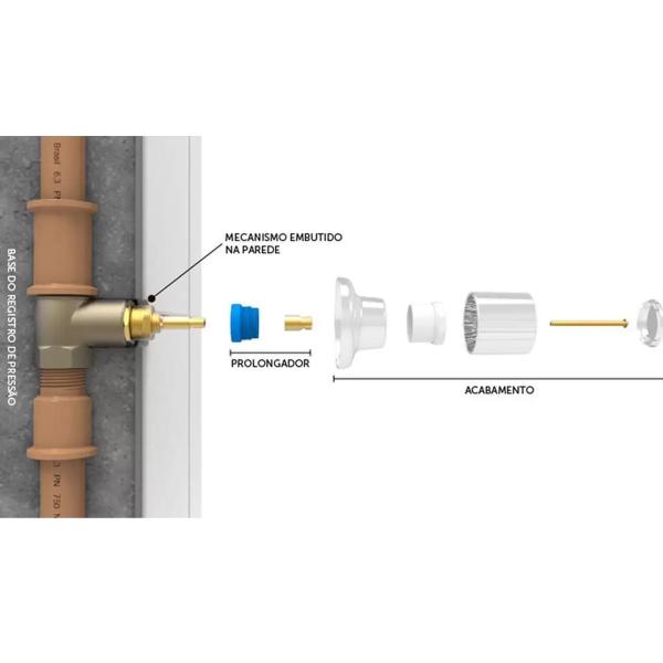 Imagem de Prolongador Blukit para Registro Padrão Docol e Similares 10 mm - 161607